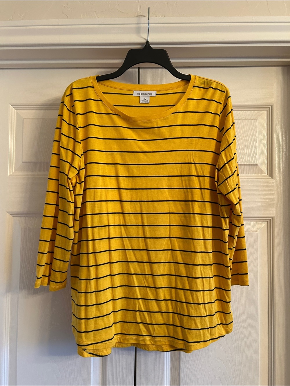Liz Claiborne Yellow/Black Striped Long Sleeve Top